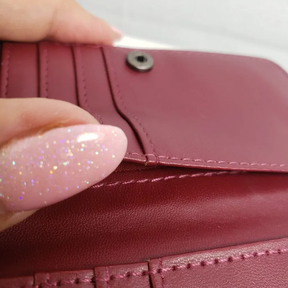 Badgley Mischka Croco Coin Purse Vegan Leather Wine  NWT